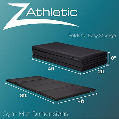 Z Athletic Folding Mat for Gymnastics, Tumbling, Cheerleading, and More, 4 Ft x 8 Ft x 2 In