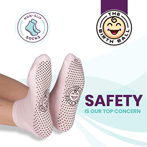 The Birth Ball - Birthing Ball for Pregnancy & Labor - 18 Page Pregnancy Ball Exercises Guide by Trimester - Non Slip Socks - How to Dilate, Induce, & Reposition Baby for Mom - size: 65 cm