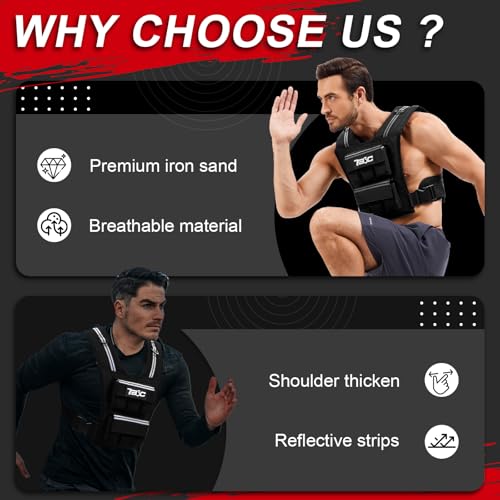 Adjustable Weighted Vest Men and Women 20lbs/ 30lbs/ 40lbs Weights with Reflective Stripe, Weight Vest Woman Workout Vest for Strength Training,Running & Walking - size: 30 LB