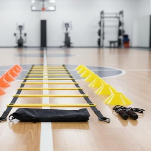 Qianly Football Footwork Training Gear Portable Soccer Training Equipment Set Speed Ladder and Cone Set for Children