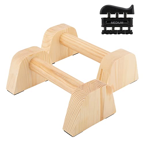 Wooden Push Up Bar Stand - Pushup Parallettes Floor Handles Perfect Bars for Calisthenics & Handstand