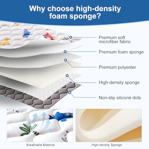 Odorless Premium Foam Baby Play Mat 50" x 50", Soft Microfiber Fabric Crawling Mat for Floor- Comfortable and Hypoallergenic, Non-Slip Cushioned Floor Playpen mat for Infants,Babies,Toddlers