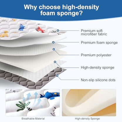 Odorless Premium Foam Baby Play Mat 50" x 50", Soft Microfiber Fabric Crawling Mat for Floor- Comfortable and Hypoallergenic, Non-Slip Cushioned Floor Playpen mat for Infants,Babies,Toddlers