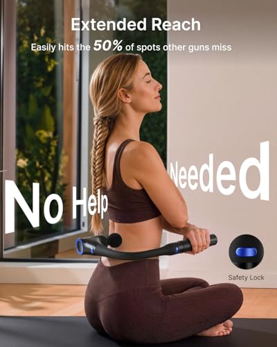 RENPHO Massage Gun with Extension Handle, 4-in-1 Back Massager Detachable, 10MM Massager Gun for Deep Tissue Relief, FSA Eligible, Handheld Neck Massager for Soreness, Travel Massage Tool, HSA