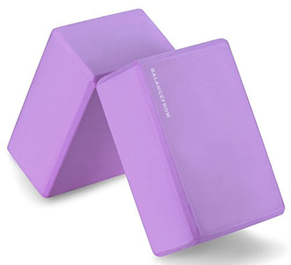 Fitvids Set of 2 High Density Yoga Blocks, 9"x6"x4" Each, Pair, Multiple Colors - color: Purple