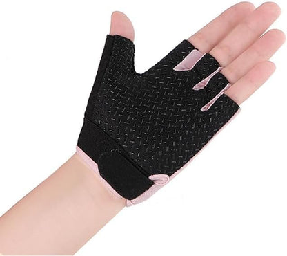 Kids-Fingerless-Cycling-Gloves Non-Slip Exercise Gloves for Youth Girls - color: Circle Pink, size: Medium