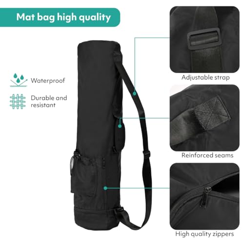 Yoga Mat Bag – Crossbody Gym Bag for Women & Men, Waterproof Travel Carrier Fits Thick Yoga Mat, Multi Pocket Storage with Strap Holder, Shoulder Carry for Fitness Pilates Exercise