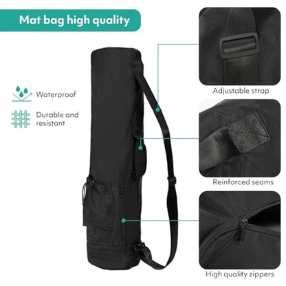 Yoga Mat Bag – Crossbody Gym Bag for Women & Men, Waterproof Travel Carrier Fits Thick Yoga Mat, Multi Pocket Storage with Strap Holder, Shoulder Carry for Fitness Pilates Exercise