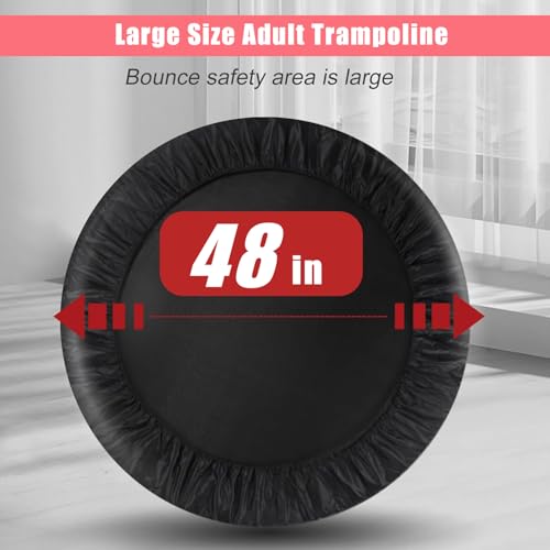 40" Foldable Mini Trampoline for Kids & Adults, Fitness Rebounder with 5-Level Adjustable Foam Handle, Max Load 450 lbs, Indoor/Outdoor Exercise Trampoline for Home Workouts (Red)