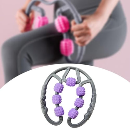Portable Muscle Roller for Legs 7 Wheel Design for Thighs and Calf Treatment, Gray Purple - color: Gray Purple