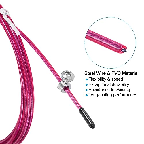 PATIKIL Speed Jump Rope Replacement Cable Professional Skipping Rope Steel Wire Replace for High Speed Jump Ropes - color: Pink