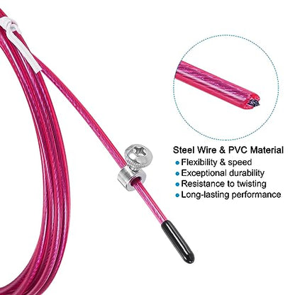 PATIKIL Speed Jump Rope Replacement Cable Professional Skipping Rope Steel Wire Replace for High Speed Jump Ropes - color: Pink