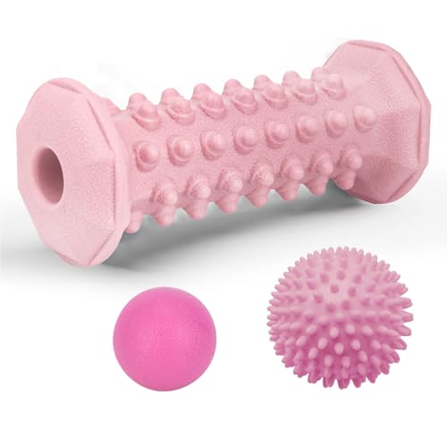 Plantar Fasciitis Relief Pink Set,Foot Roller Massager,Massage Lacrosse Ball,Spiky Ball Therapy Set for Relieve Plantar Fasciitis,Neuropathy Pain Relief Feet,Deep Tissue Muscle Massage - color: Pink Combination