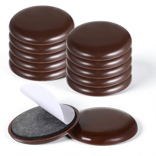 12Pcs Furniture Sliders for Carpet & Hardwood Floors, 2 Inch Furniture Movers Heavy Duty Moving Pads Self Adhesive Chair Leg Gliders for Floor Protectors(Coffee)