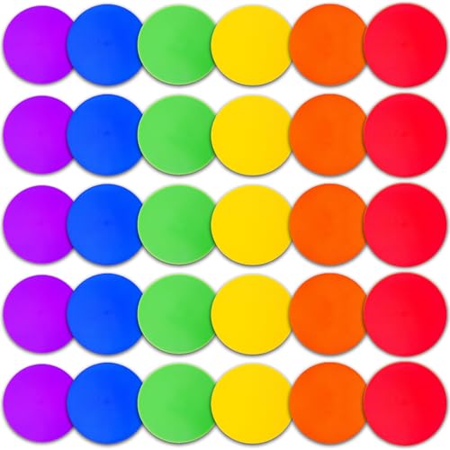 12/24Pcs Poly Spot Markers 9 inch Non-Slip Rubber Agility Training Markers Floor Dots Flat Field Cones for Football Basketball Soccer School Exercise Drills Gym Dance Practice 6 Colors