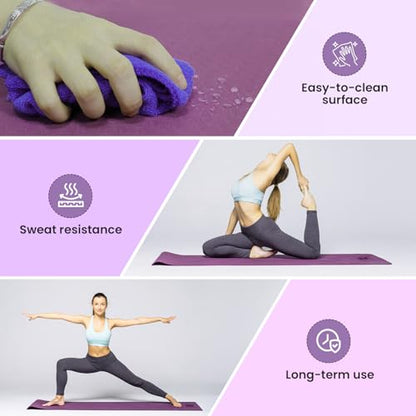 Live Well TPE Yoga Mat Women – Non-Slip Exercise Mat with Strap, Extra Thick 6mm Pink Yoga Mat for Home Workout and Outdoor Use