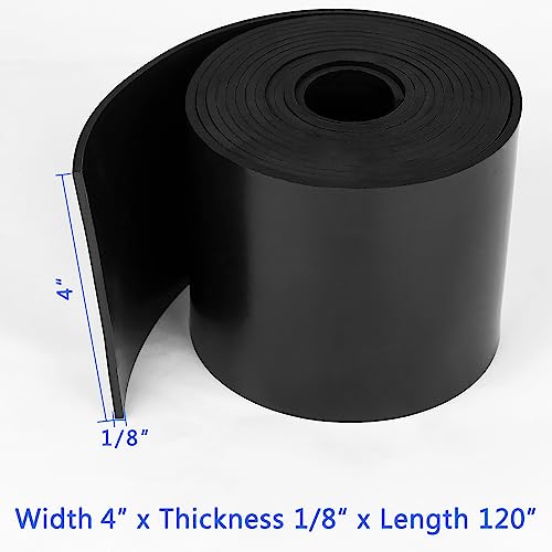 WochiTV Solid Rubber Strips Rolls, 4" Wide x 1/8" Thick x 120" Long Neoprene Rubber Sheets Perfect for DIY Gasket Material, Sealing, Liner, Shield, Padding, Mat - size: 4" W x 120" L, style: 1/8(.125") Thick