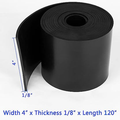 WochiTV Solid Rubber Strips Rolls, 4" Wide x 1/8" Thick x 120" Long Neoprene Rubber Sheets Perfect for DIY Gasket Material, Sealing, Liner, Shield, Padding, Mat - size: 4" W x 120" L, style: 1/8(.125") Thick