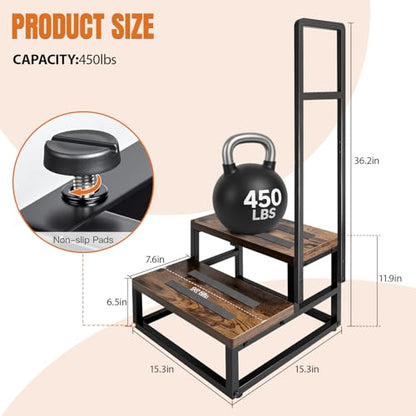 Upgraded Anti-Slip Step Stool with Handle, Heavy-Duty & Stable, Multi-Purpose for High Bed, Kitchen, Bathroom - color: Brown, size: Single Handle