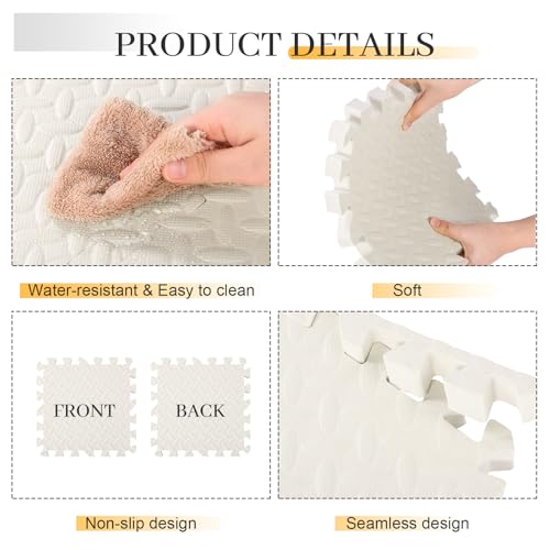 Arrowbash 12x12x1 Inch EVA Thick Interlocking Foam Floor Tiles Puzzle Exercise Mat Foam Mats for Home Gym Pets(White,20)