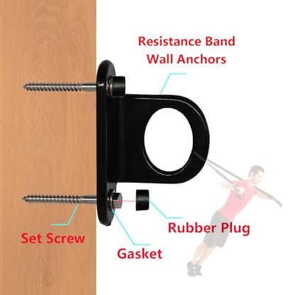 Resistance Band Wall Anchor (3PCS), Wall Mount Hooks for Home Workouts, Yoga, Gym, Stretch Straps & Suspension Trainers