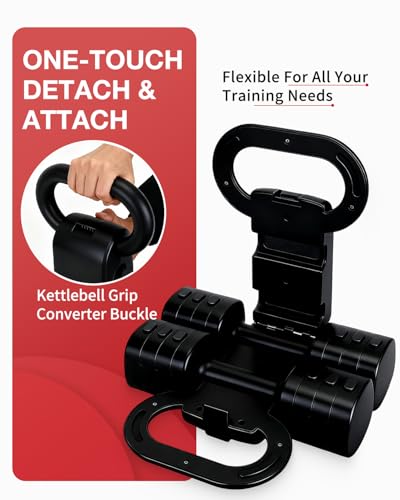 Adjustable 2-in-1 Dumbbell & Kettlebell Set, Free Hand Weight 4.4lb~11lb for Home Gym Training - color: Black