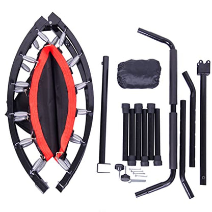 40" Foldable Mini Fitness Rebounder with Adjustable Foam Handle, Max Load 330lbs, Indoor Cardio Exercise Rebounder for Adults