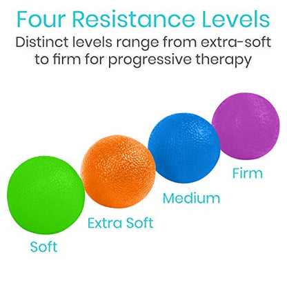 Vive Squeeze Balls for Hand Therapy, Exercise, Arthritis (w/Rehab Video App) - Grip Strengthener Occupational Equipment for Finger, Wrist, Carpal Tunnel, Pain Relief