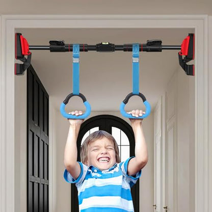 Vaguelly Gymnastic Rings Set with Adjustable Straps, 1m Blue Pull up Rings for ’s Strength Training and Indoor Fitness Equipment