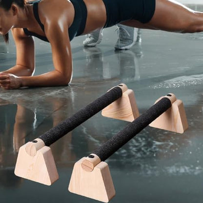 Vaveren 2 Pieces Push up Bar Wooden Parallettes Bar Pushup Handles Portable Anti Slip Push up Stand for Exercise Gymnastics Workout - size: 40CM
