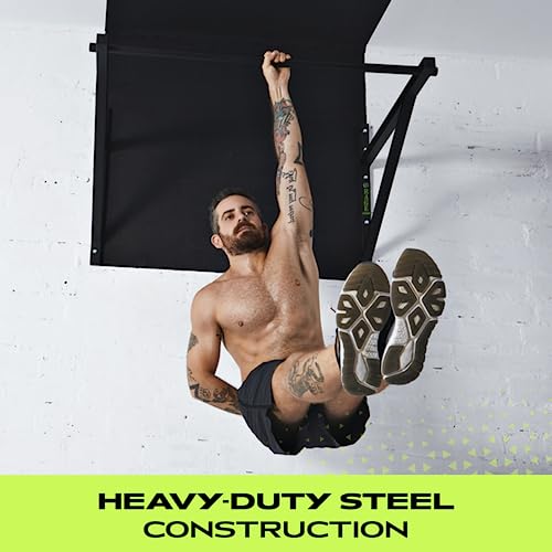 Rage Fitness Wall Mounted Pull Up Bar, Heavy-Duty Steel, 500lbs Capacity