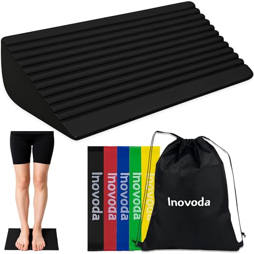 Calf Stretch Board I Slant Board For Calf Stretching & Calf Raise Block for Relief of Plantar Fasciitis, Achilles Tendonitis & Calf Tightness | Calf Stretcher with 5 Resistance Bands & Carry Bag I Ankle Balance Board & Ankle Exerciser Strengthener