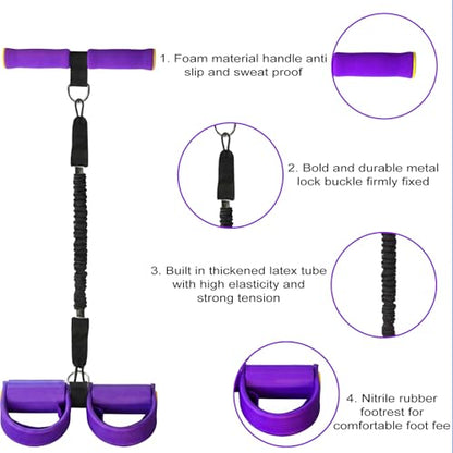 Upgraded Pedal Resistance Band with Handle - Fashion Puller Exercise Tool, Thickened Built-in Latex Tube Pedal Resistance Device & Soft Nitrile Rubber Anti-Slip Footrest for The Core/Arms