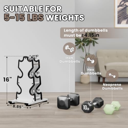 Dumbbell Rack Stand Only, 7-Tier | 5-Tier | 3-Tier Weight Rack for Dumbbell - color: White, size: 3 Tier