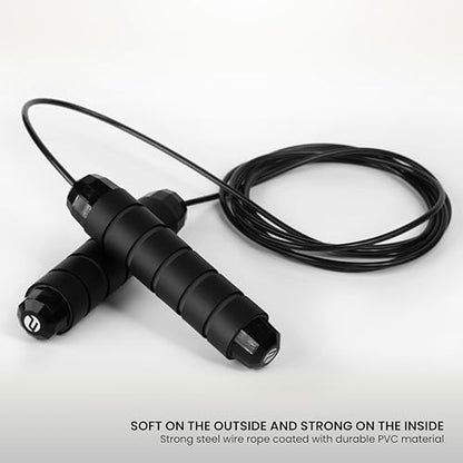 Adjustable Jump Rope for Workout - All-Purpose Exercise Jump Rope Kids & Adults Love with Tangle-Free, Comfortable Foam Handles - Best Slimming, Cardio & Endurance Training - color: Full Black