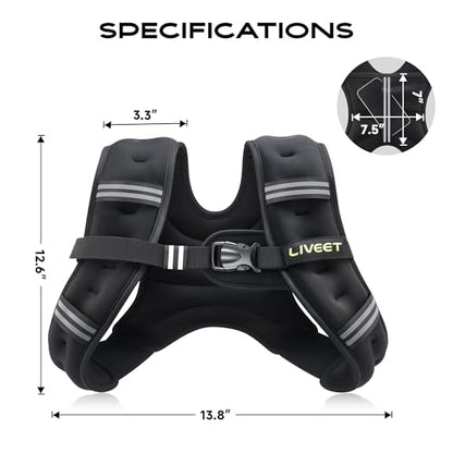 Weighted Vest, Weighted Vest for Women Men, 5lb/10lb/15lb/20lb/25lb/30lb SGS Certified Weight Vest with Pocket Reflective Strips Adjustable Buckle Straps for Walking Running Strength Training Cardio Workout - size: 10lbs