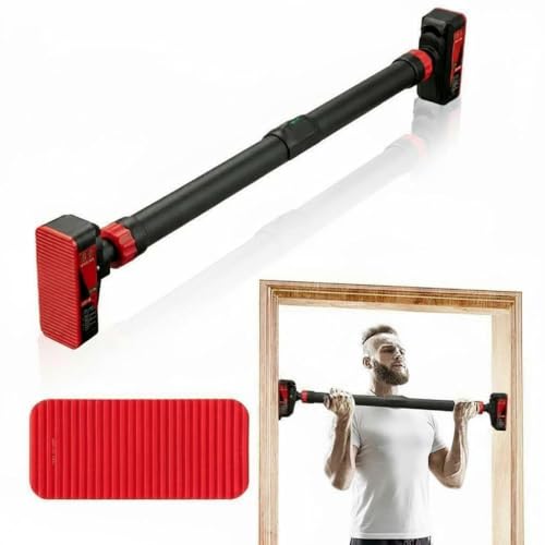 Garvee Pull Up Bar for Doorway,Adjustable Chin Up Bar for with Level Meter - color: Red and Black