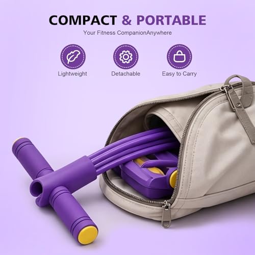 Multifunctional Pedal Resistance Band with Handle,6/8/10 Tubes for All Weights,Upgrade Heavy-Duty Stretch for Full Body Workouts. - color: Purple 10 tubes