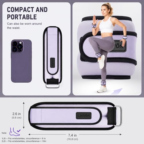 Ankle Wrist Weights for Women & Men One Pair of 1Lb/2Lb Small Size Arm Leg Weight Set with Adjustable Straps for Walking Pilates Exercise Workout Gym Aerobics & Home Fitness,Running,Physical Therapy