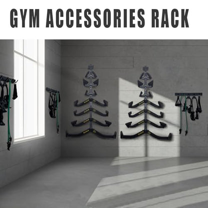 BLUSLM Wall Mounted Lat Pull Down Bar Organizer with Hooks, Home Gym Storage Rack for Lat Pulldown Attachments, Cable Attachments Rack for Gym Accessories