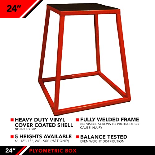 JFIT Plyometric Boxes - Made in Taiwan NO Assembly Required Single - Height Box Set and Adjustable Box Options Plyometric Platform and Jumping Agility Box for Training Conditioning Strength Training - style: 24" Height (Single Plyo Box)