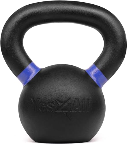 Yes4All Powder Coated Cast Iron Kettlebell, Single Deep Blue, 40 KG / 88 LB - color: Dark Blue, style: A. Single