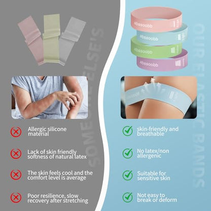 Silicone Resistance Bands for Working Out, 4-Pack Exercise Loop Bands with Honeycomb Non-Slip Grip, 10–50 lb Resistance Levels for Glutes, Legs, Physical Therapy, Pilates & Home Gym