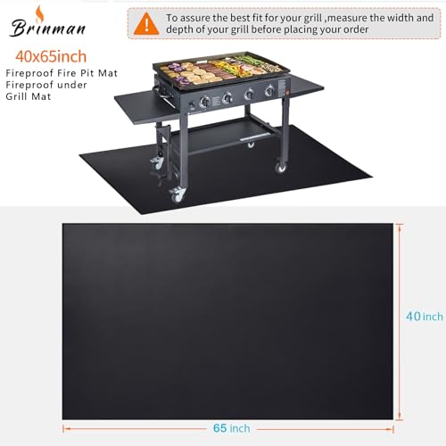 Large 65x40 inch under Grill Mats for Outdoor Grill - Double-sided Fireproof Fire Pit Mats for under Fire Pit Fireplace- Waterproof BBQ Mat under BBQ -Grill Floor Pad for Patio Deck Protector - size: 40x65 inch double side fireproof