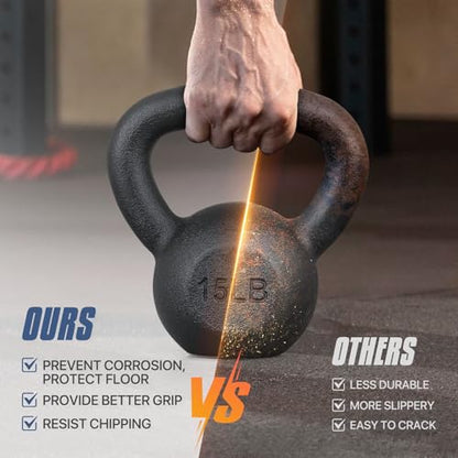 MADOG Kettlebell with Wide Handle, Made of Powder-Coated Solid Cast Iron