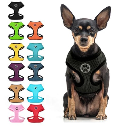 BINGPET Small Dog Harness, No Pull Step-in Puppy Pet Vest, Black - color: Black, size: XS (NECK: 10", CHEST: 10"-14")