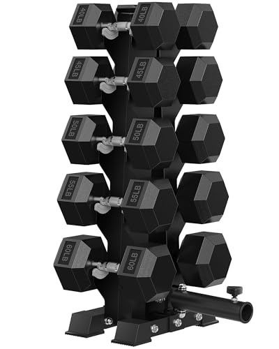 HANDBODE A-Frame Dumbbell Rack Heavy Duty Weight Stand for Dumbbells, Space-Saving Metal Storage Organizer, Sturdy Dumbbell Holder for Home Gym - style: 500 lb Set (40, 45, 50, 55, 60 lb) *2 & Rack