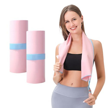 Gym Towels for Women,Workout Towels Quick Dry Towel,Yoga Towel for Hot Yoga Non Slip,Sweat Towel for Gym(2pcs,Pink)