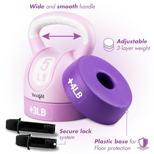 Yes4All Kettlebell Sets - Adjustable Kettlebell Set for Strength Training - Kettlebells Adjustable Weight for Versatile Workouts - color: A. Purple, style: A. Single
