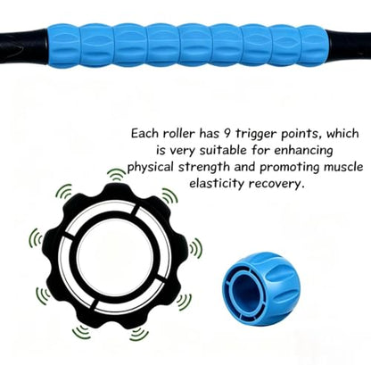 Muscle Roller Stick - A Full-Body Massage Roller that Can Relieve Muscle Soreness, Cramps and Tension After Exercise. It is a Handheld Physical Therapy and Recovery Tool（Black and Blue） - color: Blue